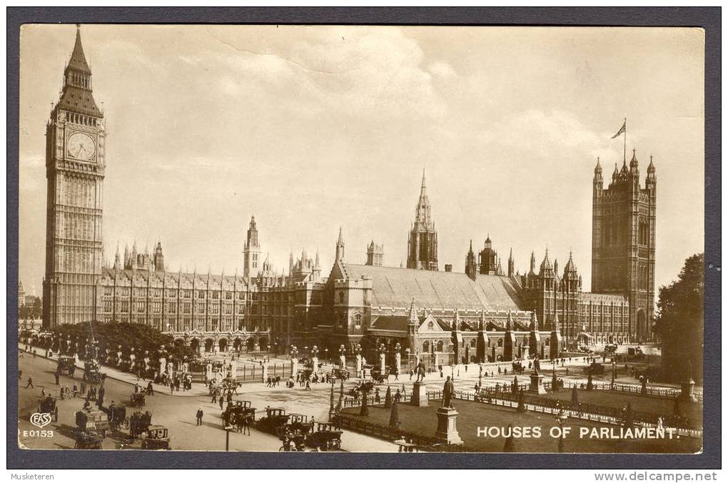 United Kingdom PPC London House Of Parliament 1915 To Denmark (2 Scans) KG V - Houses Of Parliament