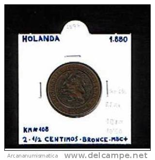 HOLANDA  2 1/2  CENTIMOS  BRONCE  1.880  MBC+/VF+  KM#108     DL-6577 - 1849-1890 : Willem III