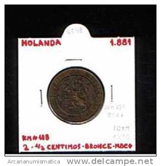 HOLANDA  2 1/2  CENTIMOS  BRONCE  1.881  MBC+/VF+  KM#108     DL-6578 - 1849-1890 : Willem III