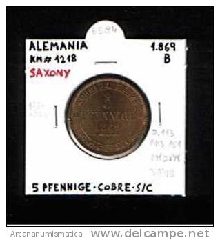 ALEMANIA / GERMANY  5  PFENNIGE  COBRE  SC/UNC  1.869  B  SAXONY  KM#1218  DL-6584 - Autres & Non Classés