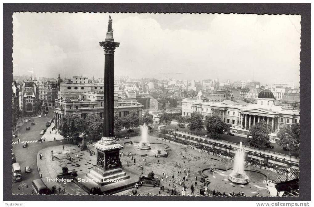 United Kingdom PPC Real Photo Trafalgar Square London To Denmark 1958 (2 Scans) Queen Elizabeth II - Trafalgar Square