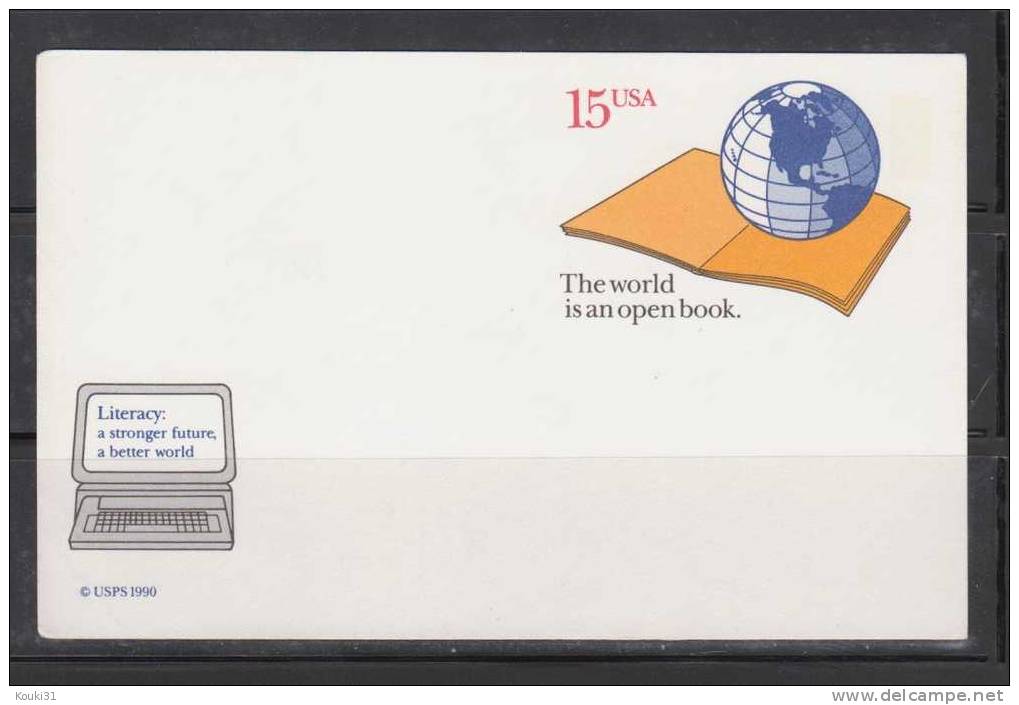 USA Entier Postal ** à 15c 1990 : Le Monde à Livre Ouvert , Ordinateur - Informatik