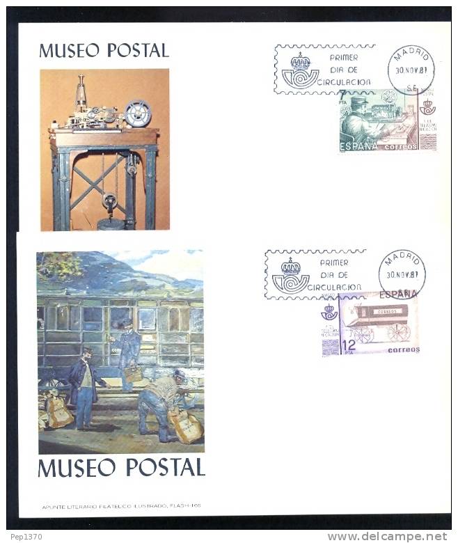 ESPAÑA 1981 CARTE MAXIMUM - INAGURACION DEL MUSEO POSTAL (DOS SELLOS, DOS CARTES) - Cartes Maximum