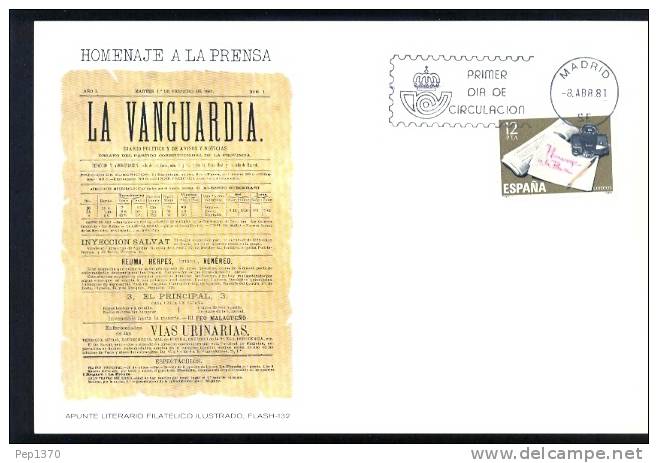 ESPAÑA 1981 - CARTE MAXIMUM - HOMENAJE A LA PRENSA - Cartes Maximum