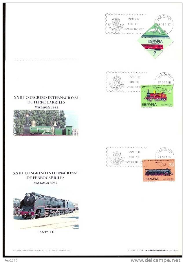 ESPAÑA 1982 - CARTE MAXIMUM XXIII CONGRESO INTERNACIONAL DE FERROCARRILES (3 CARTES) - Cartes Maximum