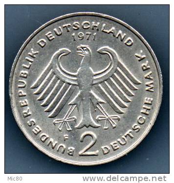 Allemagne 2 Marks Adenauer 1971 F Sup - 2 Marchi