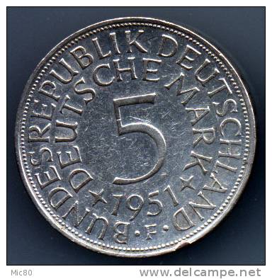 Allemagne 5 Marks Argent 1951 F Ttb+ - 5 Marcos