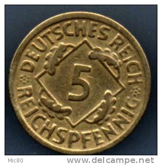 Allemagne 5 Pfennig 1925 A Ttb - 5 Renten- & 5 Reichspfennig