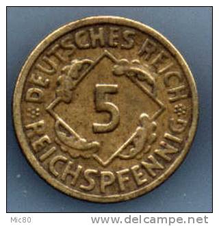 Allemagne 5 Pfennig 1926 A Ttb - 5 Renten- & 5 Reichspfennig