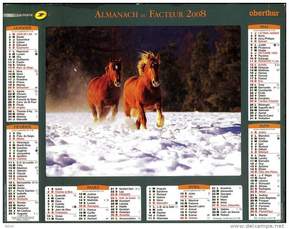 CALENDRIER ALMANACH 2008 - Grand Format : 2001-...