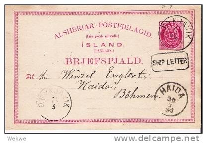 Isl016a/ ISLAND -  Ship-Letter Kastenstempel (klar) Nach Österreich 1888 - Briefe U. Dokumente