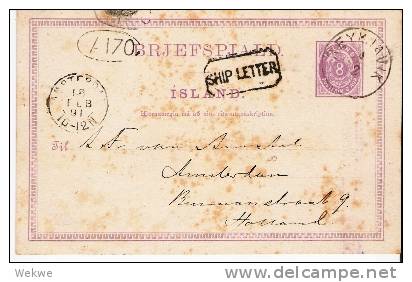 Isl062/ ISLAND -  Ship Letter Ex Reykjavik 1891, Holland - Cartas & Documentos