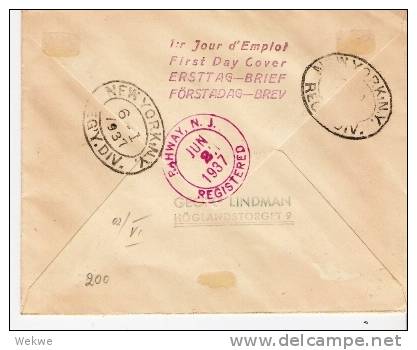 Isl067/  ISLAND - Christian X Regentschaft 25 Jahre. FDC Nach USA 14.5.37 Drachenboot - Covers & Documents