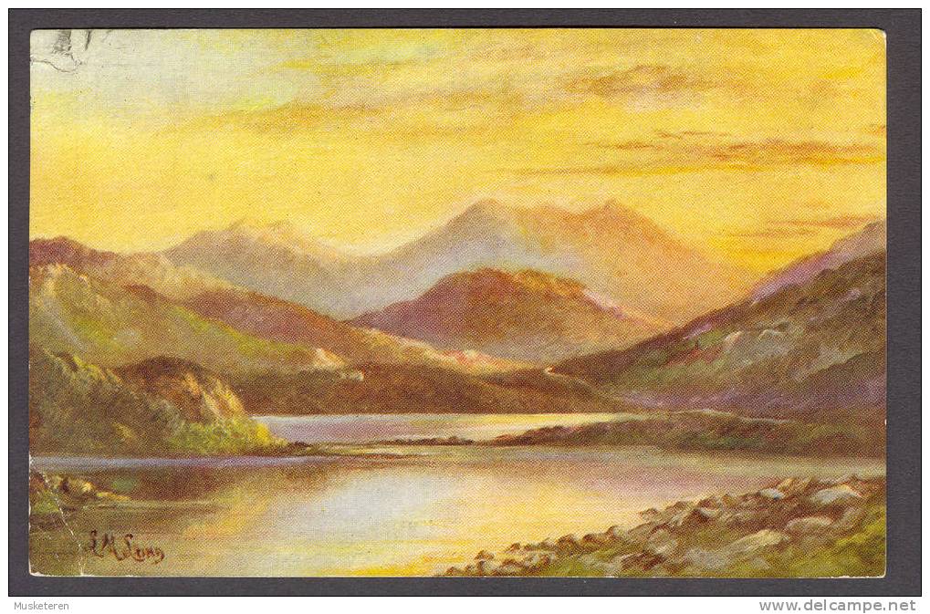 United Kingdom PPC Wales Snowdon From Near Chapel Curig, North Wales 1946 To Denmark (2 Scans) King George VI - Caernarvonshire