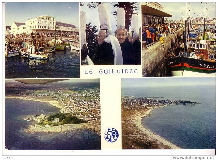 LE GUILVINEC  -  5 Vues  :  Le Port, Coiffe Bigoudenne, Men Meur Et La Grève Blanche  - N°  MX  3110 - Guilvinec