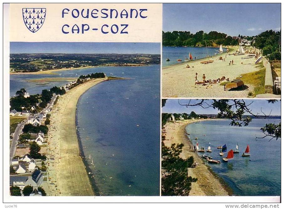 FOUESNANT   -  CAP  COZ  -  3 Vues  :  La Plage Et La Poitne Du Cap Coz  - N°  MX   743 - Fouesnant