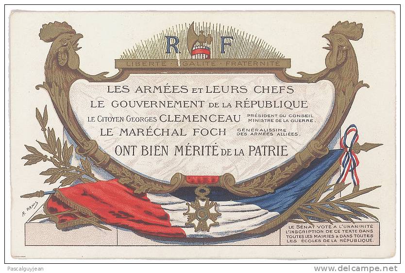 CPA LES ARMEES ET LEURS CHEFS CLEMENCEAU FOCH PAR A. PANIS - Patriottiche