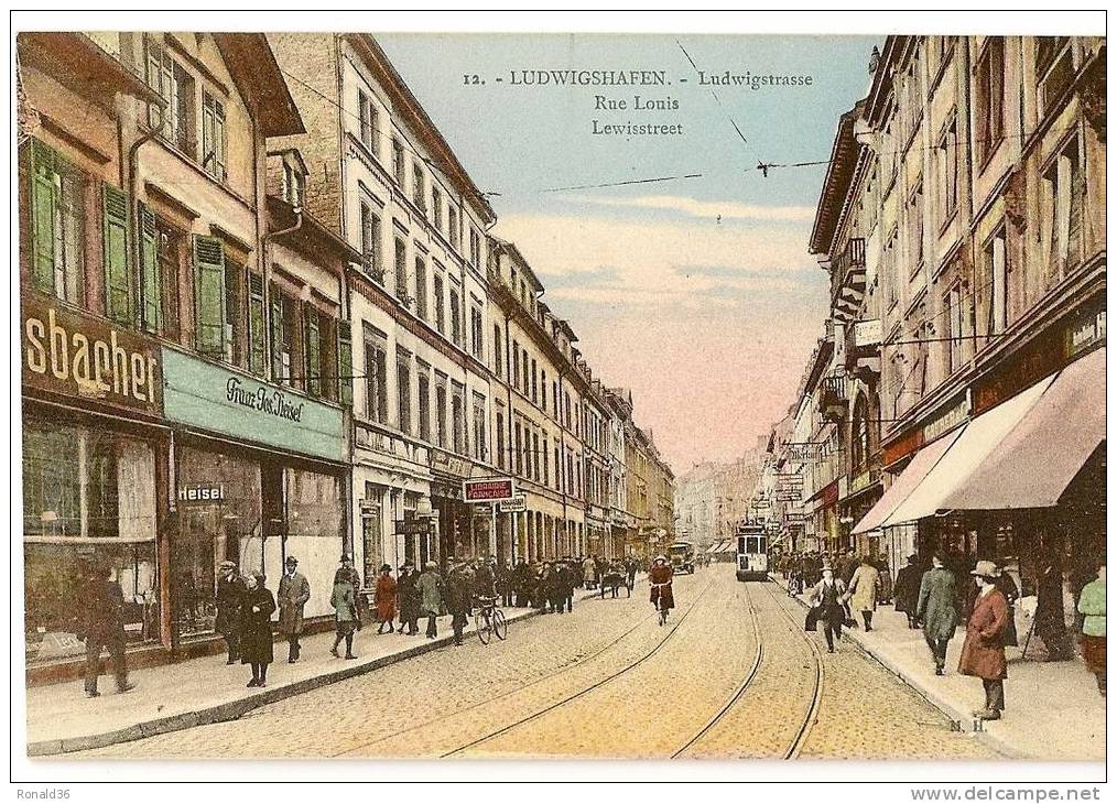 CP Allemagne: LUDWIGSHAFEN  Rue Louis ( Magasin, Tramway électrique) - Ludwigshafen