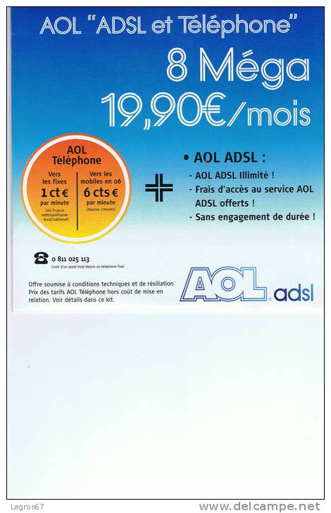KIT DE CONNEXION INTERNET AOL 60 H CONNEXION CLASSIQUE - CODE AHOY - Autres & Non Classés