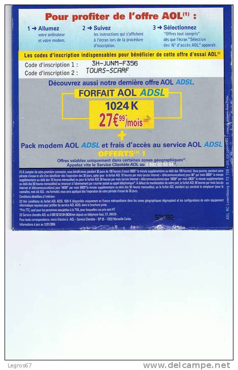 KIT DE CONNEXION INTERNET AOL 50 H MAJORE 100 H - Autres & Non Classés