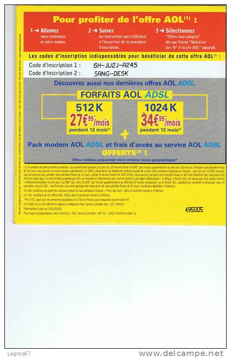 KIT DE CONNEXION INTERNET AOL 100 H - FRERE DES OURS - Autres & Non Classés