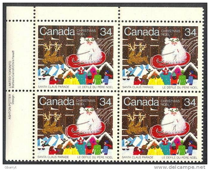 Canada Scott # 1067 MNH VF UL Insciption Block - Plate Number & Inscriptions
