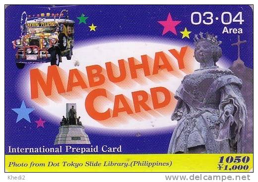 Télécarte Prépayée PHILIPPINES - Voiture Et Statue - Prepaid Mabuhay Card - 01 - Filippijnen