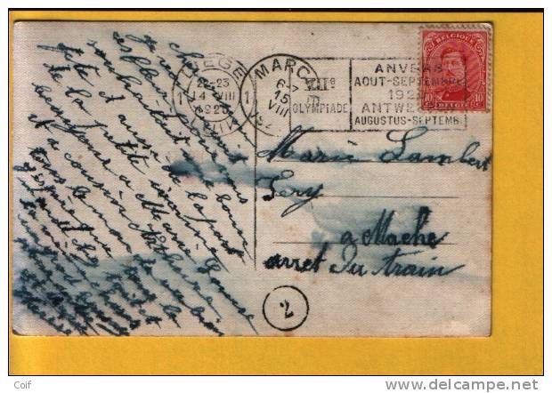 138 Op Kaart Met Mekanische Vlagstempel OLYMPIADE 1920 ANVERS Van LIEGE 1 - Summer 1920: Antwerp