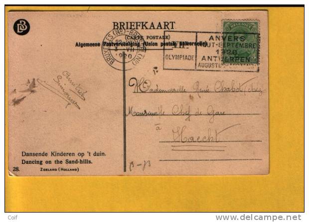 137 Op Kaart Met Mekanische Vlagstempel OLYMPIADE 1920 ANVERS Van BRUXELLES (nd) - Summer 1920: Antwerp