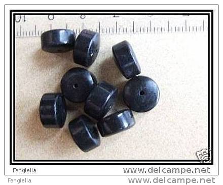 5 Perles Rondelles En Blackstone 10x6mm - Perles