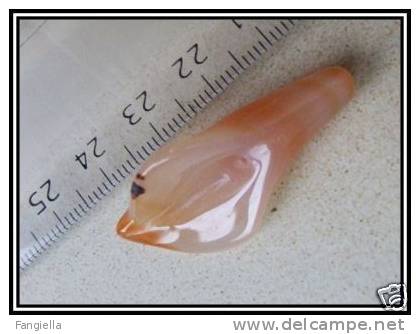 1 Perle Pendentif Pétale En Agate Environ 40x17mm - Perles