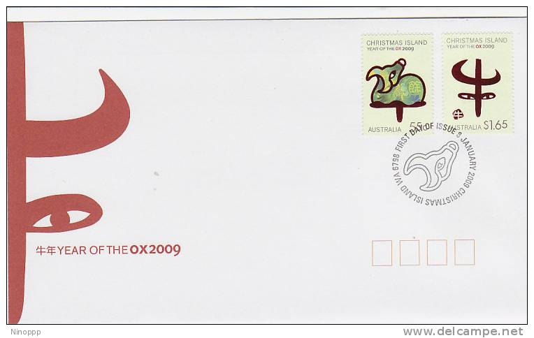 Christmas Island-2009 Year Of OX  Set FDC - Christmas Island