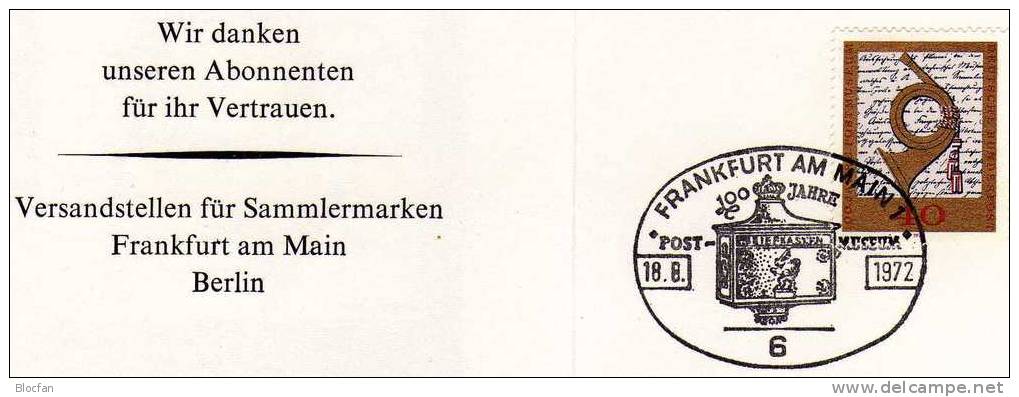 Jahresblock 1972 Mit 100 Jahre Postmuseum Frankfurt BRD 739 + JG 1 **/SST 16€ - U.P.U.