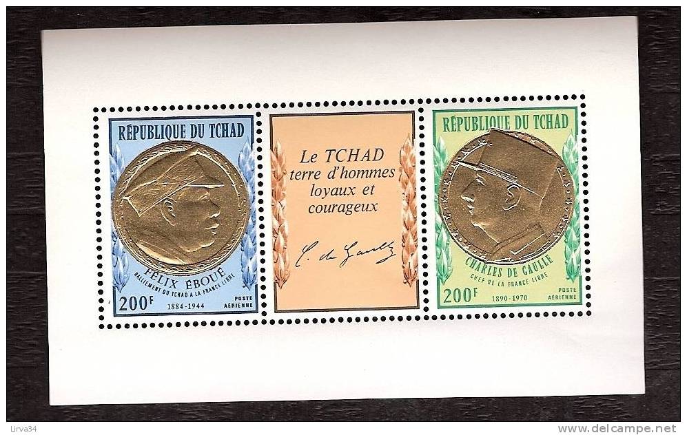 GENERAL DE GAULLE-  TCHAD-   BF 3 TIMBRES NEUF ** LUXE-  POSTE AERIENNE- RARE ! - De Gaulle (Général)