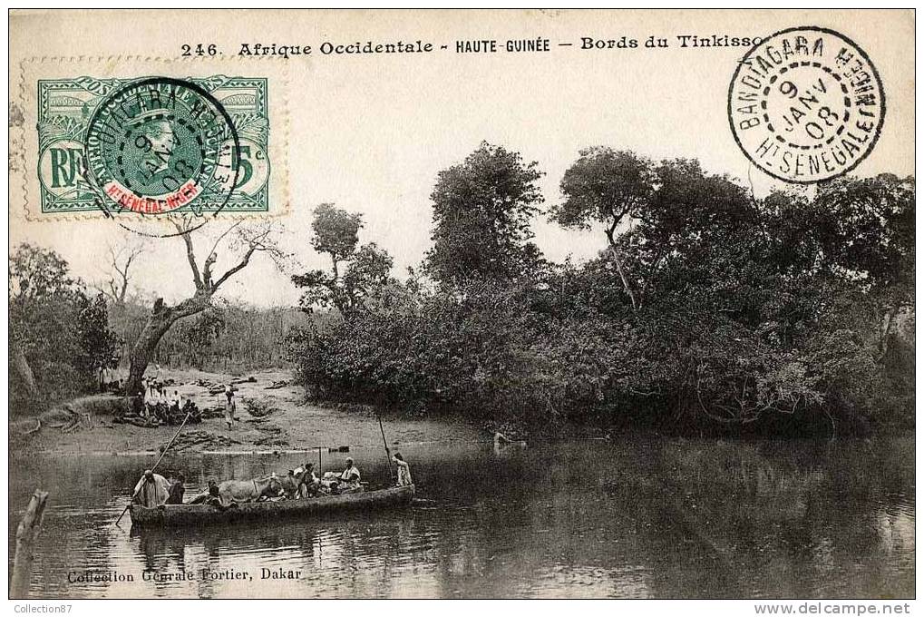 COLLECTION FORTIER N° 246 - AFRIQUE FRANCAISE - HAUTE GUINEE - TINKISSO - BAC - PASSAGE D' ANE Sur La BARQUE - French Guinea