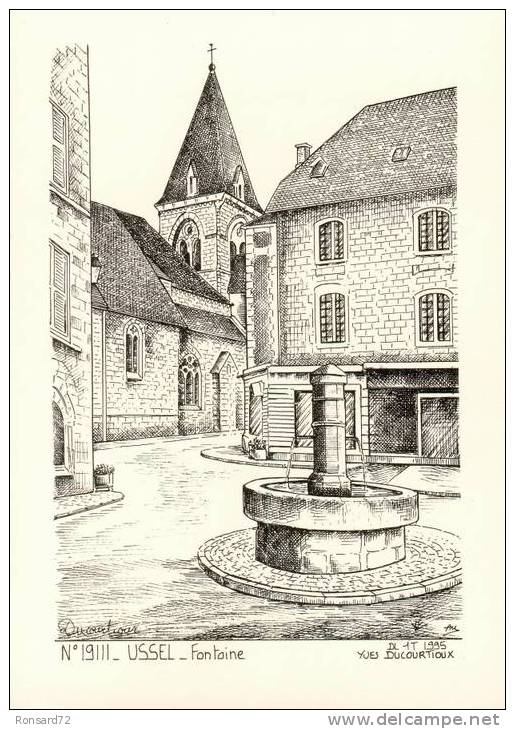 19 USSEL - Fontaine  - Illustration Yves Ducourtioux - Ussel