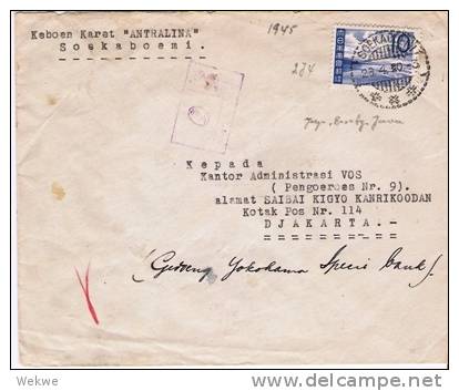 JG021/NL-IND:-  Interessanter Brief Java Merak Seeküste 10 C. (Michel Nr. 4) Japanische Besetzung (Brief, Cover, Lettre) - Niederländisch-Indien