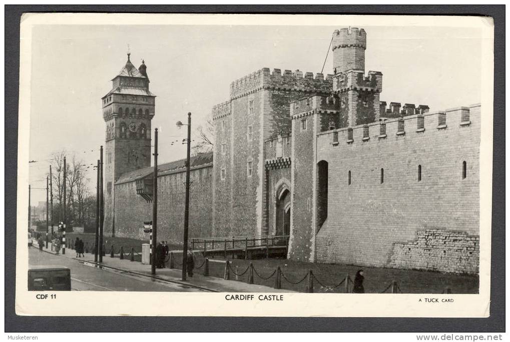 United Kingdom PPC Wales  Cardiff Castle Real Photo To Denmark 1955 (2 Scans) Queen Elizabeth - Glamorgan