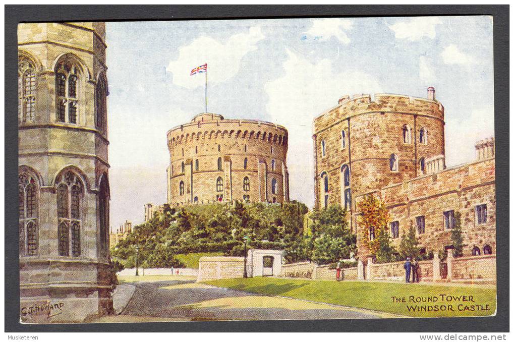 United Kingdom PPC The Round Tower Windsor Castle To Denmark 1958 (2 Scans) Queen Elizabeth - Windsor Castle