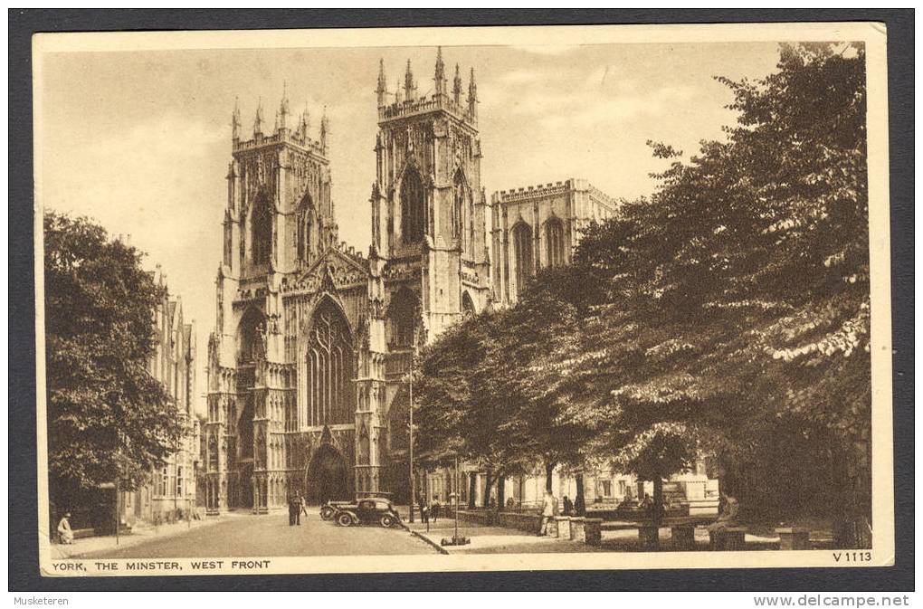 United Kingdom PPC England York The Minster West Front  To Denmark 1949 (2 Scans) King George VI - York