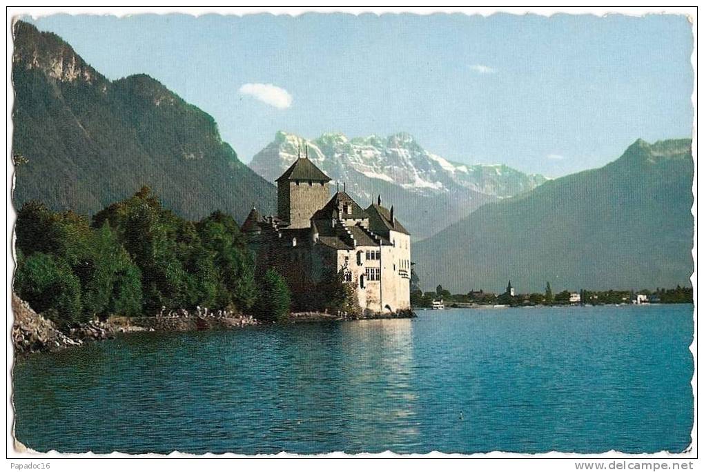 CH - VD - Le Château De Chillon Et Les Dents Du Midi - CPSM éd. Jaeger / GJG N° 702 (circulée 1957) - [Veytaux] - Veytaux