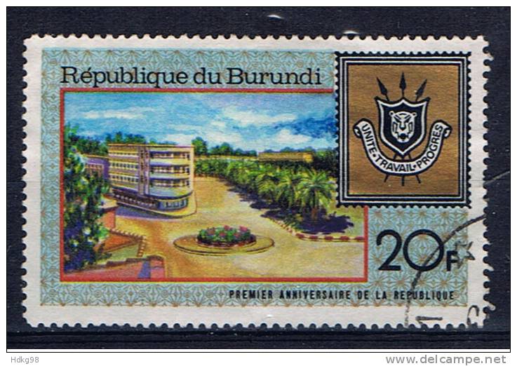 RU+ Burundi 1967 Mi 380 Ein Jahr Republik: Regierungsgebäude U. Wappen - Used Stamps