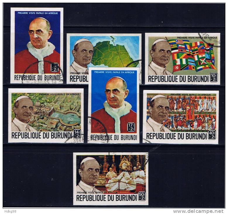 BU Burundi 1969 Mi 506-12B Besuch Papst Pauls VI. In Afrika - Usados