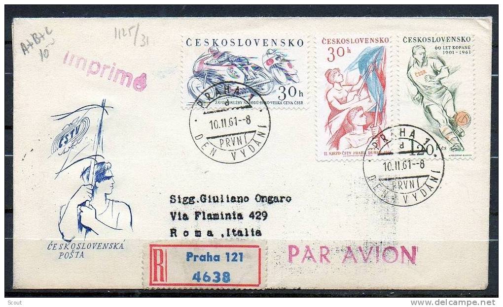 CECOSLOVACCHIA – CZECHOSLOVAKIA -  TCHECOSLOVAQUIE - 10/11/1961 - SPORT VARI - YT -- - FDC - Motorbikes