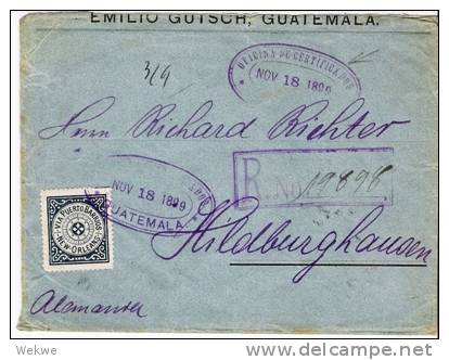 Gua003a/  GUATEMALA - Doppelporto, Einschreiben Von New Orleans Nach Hildburghausen,  Deutschland  18. N0v. 1899 - Guatemala