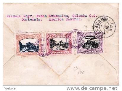 Gua007a/  GUATEMALA -SELTENES  Einschreiben 1930, Frankiert Mit Marken. Einweihung Los Altos Bahn Nach Landau, Deutschl. - Guatemala