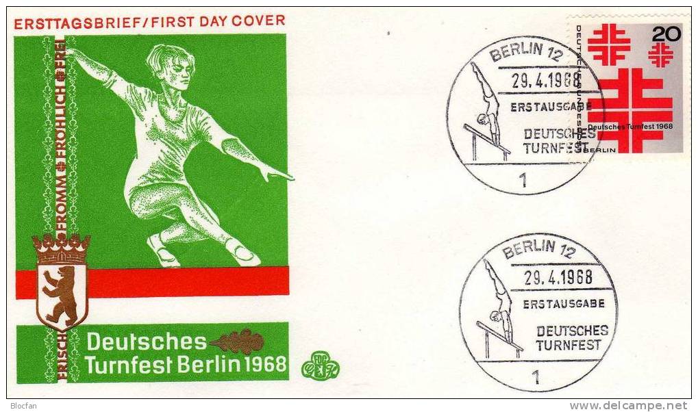 Sonderausgabe 1968 Deutsches Turnfest Emblem Turnverband Berlin ** / O 321 + FDC 2€ - Gymnastics