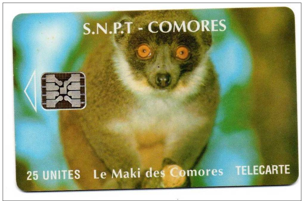 Comores (1992) Com-06(ex.n°7)  25u (SC5 Iso) MAKI  (verso: N° C49100924 Orange) - Comores