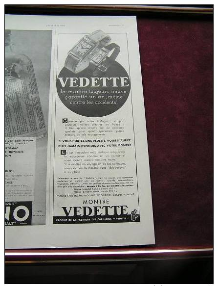 Pub De 1936 - Montres - VEDETTE - Pubblicitari
