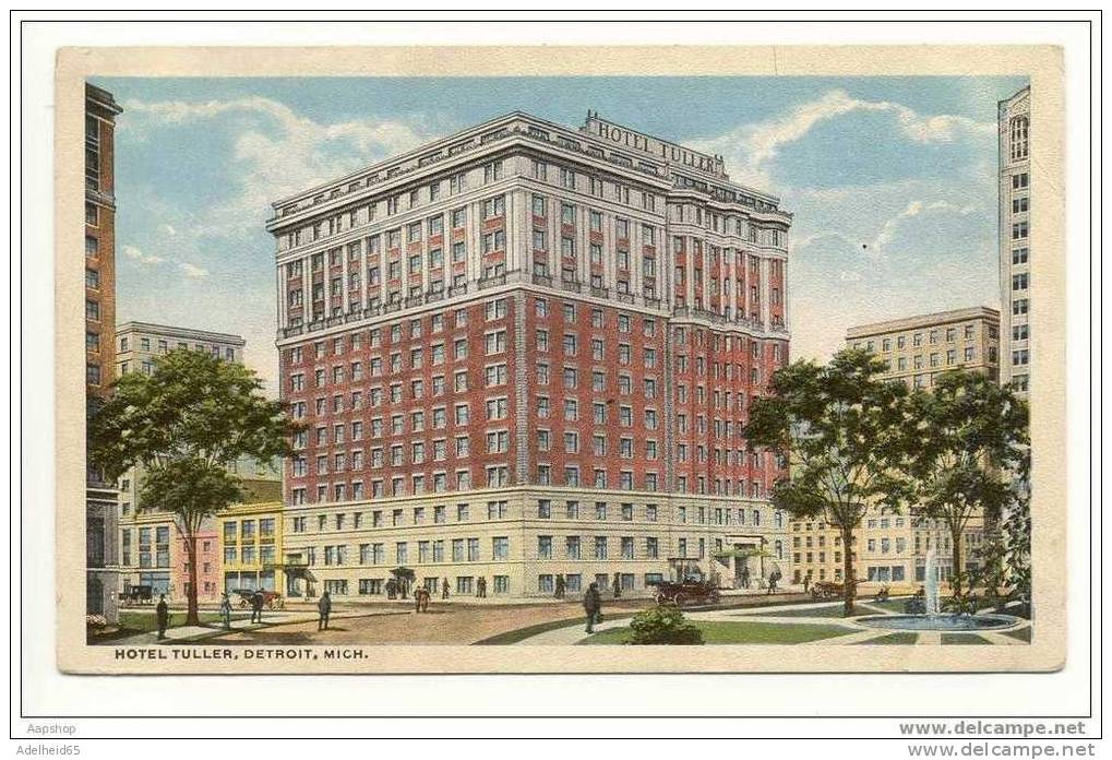 Hotel Tuller, Detroit, MI C. 1920, Cars, People Publisher: Noble, Detroit - Autres & Non Classés